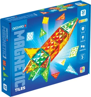 Set pllaka magnetike Geomag Gems Rocket 32, shumëngjyrëshe