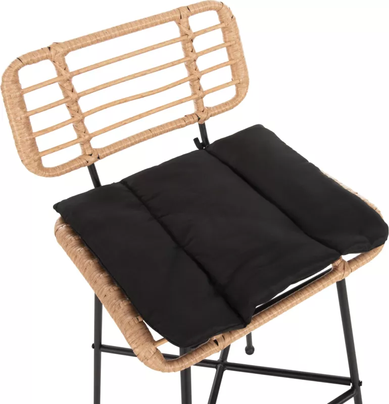 Karrige për bar me vend të lartë ALLEGRA FH5708.11 metalike & jastëk në ngjyrë të zezë-bezhë, 48x49x99,5H cm