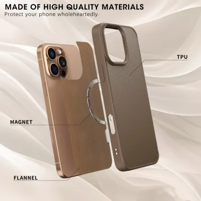 Mbështjellës Wozinsky Carbon Fiber me MagSafe për Samsung Galaxy S25+, Kafe