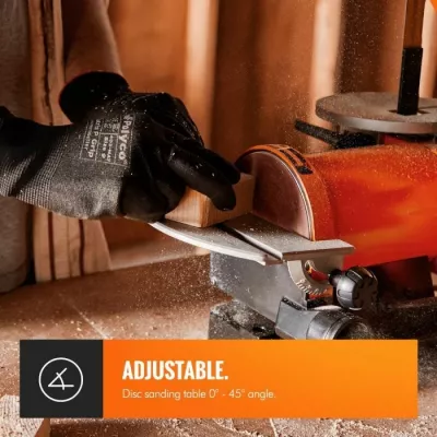 Makinë lëmimi stacionare me shirit & disk VONHAUS 3500219, 250W, shirit 25x760mm, disk 125mm, set 3 rripa + 3 disqe, portokalli/zi