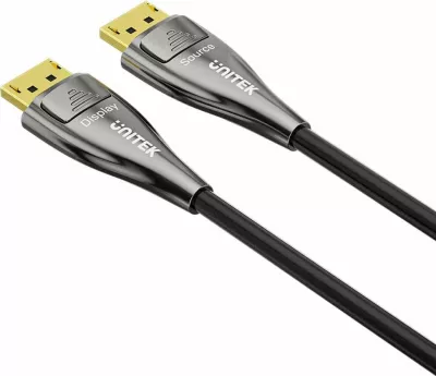 Kabllo DisplayPort Unitek 2.1 8K 20 m fibër optike, e zezë