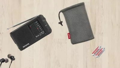 Radio portative xhepi Aiwa RS-44 AM/FM, analog ETS, jack 3.5mm, me kufje, këllëf dhe 2x AA, e zezë