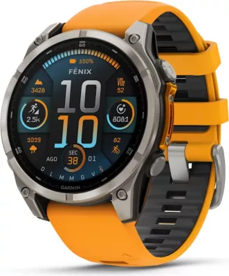 Smartwatch Garmin fēnix® 8 AMOLED, Sapphire, Titanium with Spark Orange / Graphite silicone strap, 47 mm