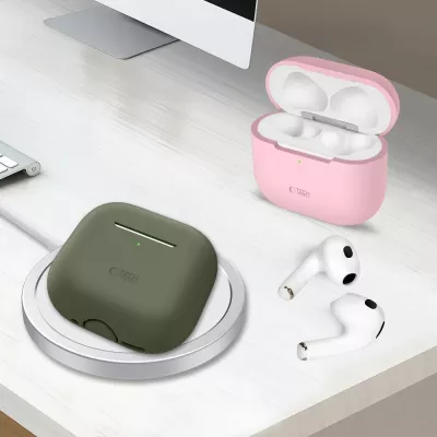 Mbështjellës Tech-Protect për AirPods 4, silikon, i zi