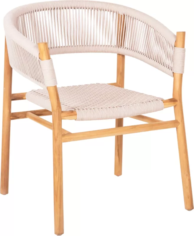 Karrige ngrënie me krahë IRVING FH9763 dru teak ngjyrë natyrale dhe litar bezhë 60x55x78H cm