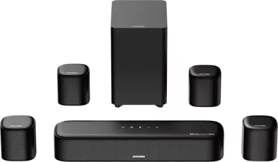Soundbar Ultimea Aura A60 7.1 Dolby Atmos 350W Bluetooth 5.3, e zezë, set me subwoofer + 4 altoparlantë