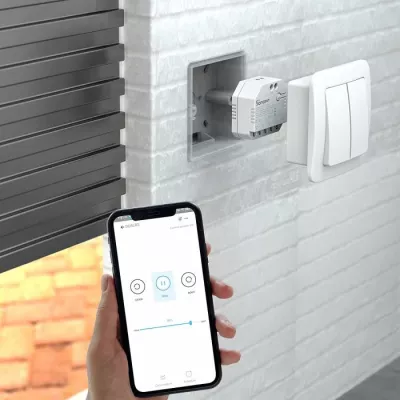 Switch smart Wi‑Fi 2-kanalësh SONOFF DUALR3, kontroll për perde/roleta, matje energjie, 100–240V 10A, 3300W, i bardhë
