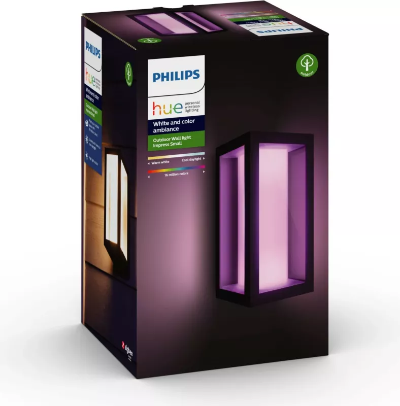 Llambë murale e jashtme smart Philips Hue Impress, LED, ngjyrë e zezë