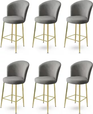 Set karrigesh për bar (6 copë), Hanah Home, Alte, gri, ar