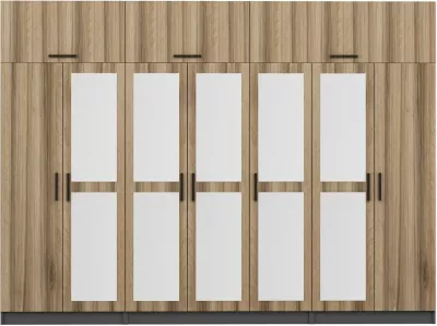 Dollap garderobe Skye Decor, ngjyrë arrë dhe antracit, 315x235x52cm