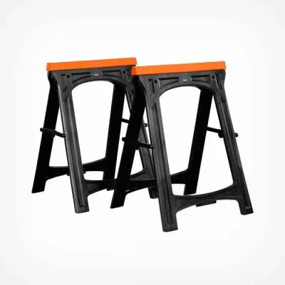 Kavaletë pune të palosshme VONHAUS Workhorse 3515110, mbajtje totale 150 kg, set 2 copë, zi/portokalli