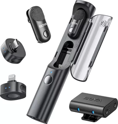 Mikrofon pa kabllo BOYA Magic-02 2.4GHz USB-C, set 2x transmitter + receivera + kuti karikimi, i zi
