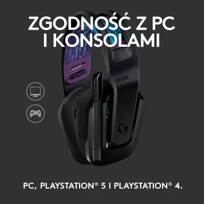 Kufje gaming Logitech G535 LIGHTSPEED 981-000972, wireless, USB receiver, PS4/PS5/PC, Black