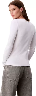 Maicë crop me mëngë të gjata Calvin Klein Jeans LV047D218G për femra, e bardhë [Madhësia: XS]