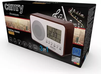 Radio digjitale CAMRY Premium CR1153, FM, LCD, alarm, termometër, kalendar, dizajn druri