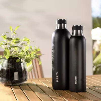 Shishe uji BRITA sodaTRIO 0.65L, çelik inox, e zezë
