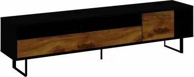 Komodinë TV Skye Decor, ngjyrë e zezë dhe lis, Luga