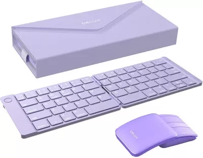 Set tastierë wireless e palosshme Delux KF10 dhe maus MF10PRO, vjollcë