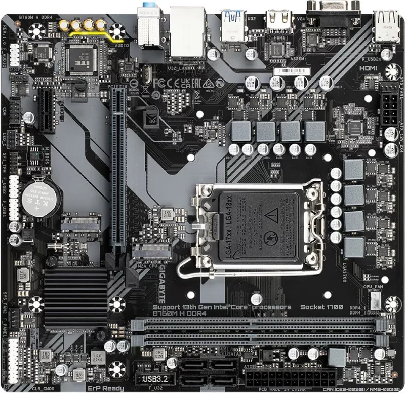 Pllakë amë Gigabyte B760M H DDR4, Intel Core 14th Gen, 64 GB, LGA 1700