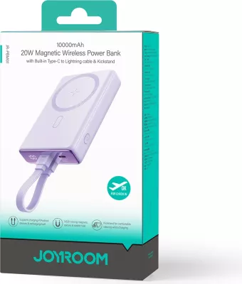 Powerbank Joyroom JR-PBM01, 10000mAh, 20W, MagSafe, me mbajtëse, USB-C & Lightning, Vjollcë