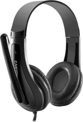 Kufje me mikrofon CANYON HSC-1, 3.5mm, stereo, kabllo e sheshtë 2m, të zeza