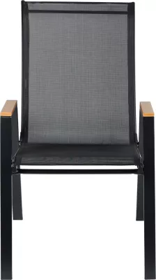 Karrige për jashtë LEONE, kornizë metalike e zezë, tekstilene e zezë, 54x74x91cm