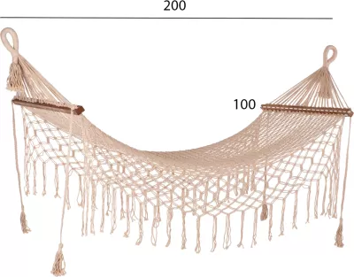 Hamak macrame FH9346, bezhë, 200x100 cm
