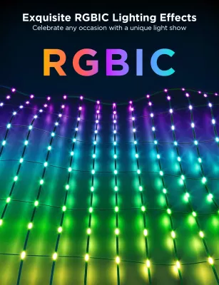 Drita rrjetë LED Govee Net Lights, RGBIC 240 LED, 0.85 x 1.43 m, Bluetooth, IP65