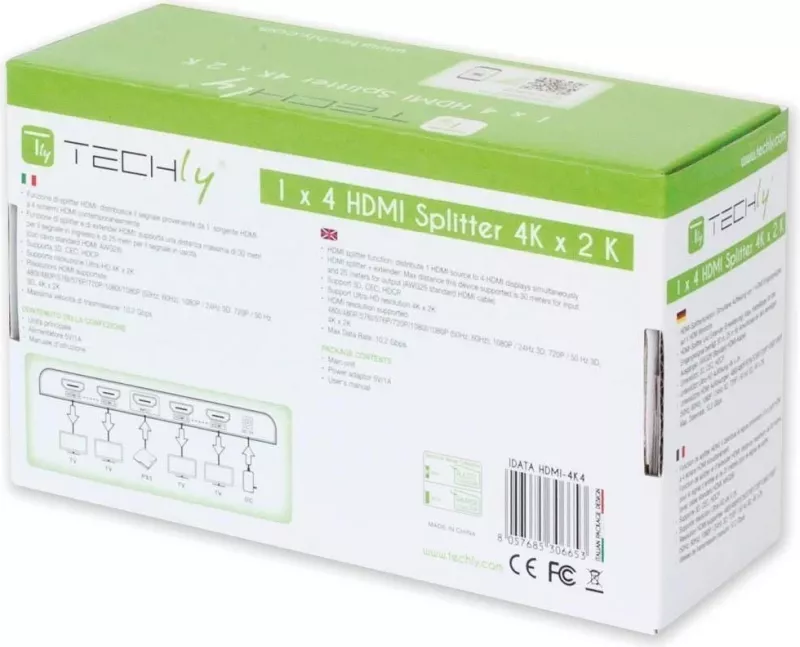 Splitter HDMI TECHly 4 rrugësh 4K*2K IDATA HDMI-4K4
