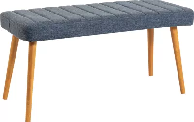 Tavolinë me karrige për ngrënie, e zgjatshme, ngjyrë pishë Atlantike, karrige dhe bankë blu, 4 copë, Skye Decor