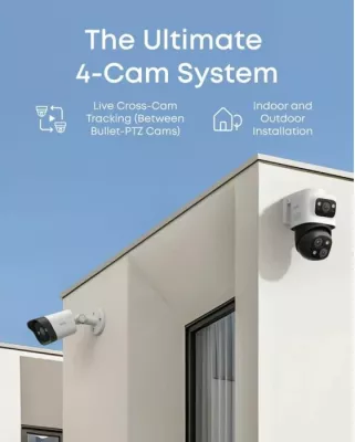 sistem monitorimi sigurie NVR PoE Anker eufy Security S4, 4 kamera (2x eufy E40 + 2x eufy S4), HDD 2TB, 8-kanal (zgjerim deri 16), 4K, bardhë/zi
