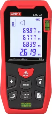 Matës distance lazer, UNI-T, LM70A, 70 m, saktësi deri ±2 mm, ekran 2 inç, me kuti transporti