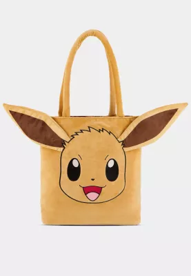 Çantë tote Difuzed Pokémon Eevee, embroidery premium, veshë 3D plush, ndarje të brendshme, bezh
