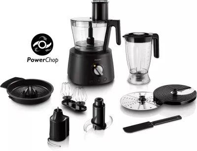 Përpunues ushqimi Philips HR7776/90, 2.2 L, 1000 W, i zi