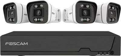 Set kamerash sigurie Foscam FNA108E-B4-2T, 4 kamera, 8MP, 2TB, e bardhë