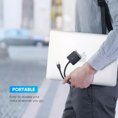 Adapter USB 3.0 në SATA UGREEN 60561, deri 12 TB, 5 Gbps, UASP, për HDD/SSD 2.5\"/3.5\", i zi, me kuti