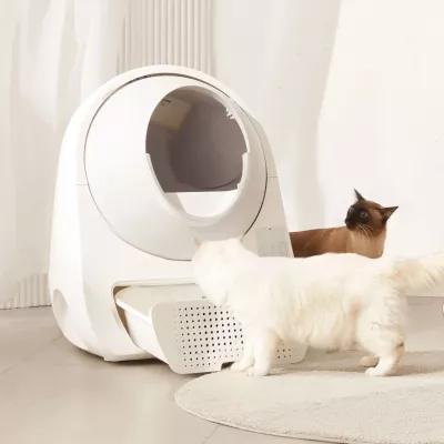 Kuti rëre automatike inteligjente për mace Catlink Pro ULTRA, kamerë 1080p, audio dy-kahësh, monitorim shëndeti, e bardhë