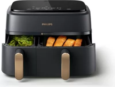 Fritezë me ajër Philips NA352/00 Dual Basket 9L 2750W e zezë bakër