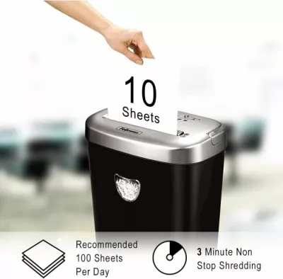 Shkatërrues dokumentesh Fellowes Powershred 53C, DIN P-4, 10 fletë, kosh 23 L, prerje shirita 4x35 mm, zi/argjend