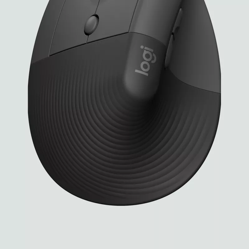 Maus Logitech Lift Vertical Ergonomic për Biznes, Majtas, Dizajn Vertikal, RF Wireless + Bluetooth, 4000 DPI, Grafit