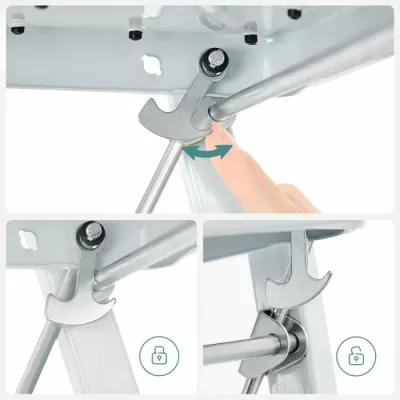 Shkallë palosëse me 2 shkallë SONGMICS GSL12WT, kapacitet 150 kg, çelik, TÜV EN14183, bardhë/zezë