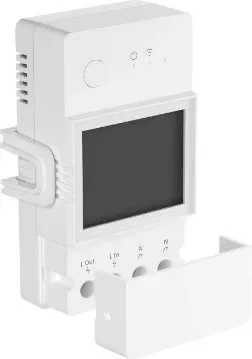 Switch smart WiFi SONOFF POWR320D, matje konsumit energjisë, 20A, ekran LCD, i bardhë