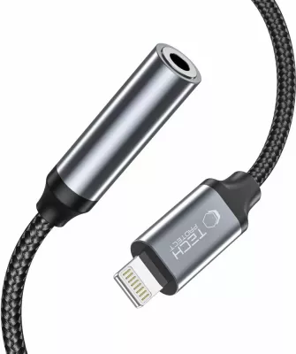 Adapter audio Tech-Protect UltraBoost, Lightning në 3.5mm, i zi