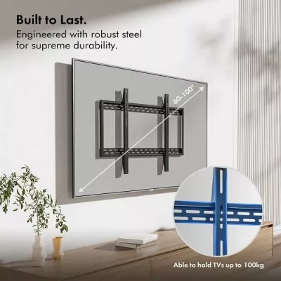 Mbajtëse fikse muri për TV VonHaus 3005092, 60-120\", deri 120 kg, VESA 200x200-900x600, e zezë