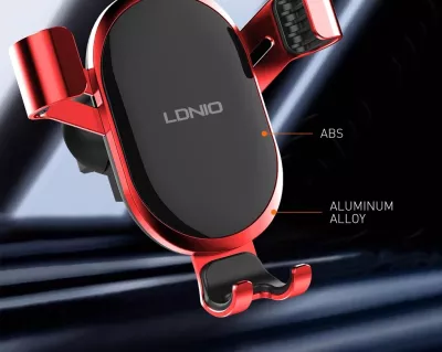 Mbajtës celulari për veturë LDNIO MG01, universal 10–17.7 cm, i kuq/zi