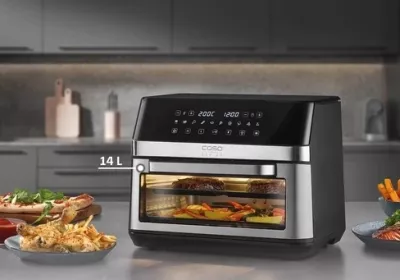 Fritezë me ajër të nxehtë CASO AirFry DuoChef 3186, 14 L, 2200 W, 2-in-1 furrë, e zezë/argjendtë