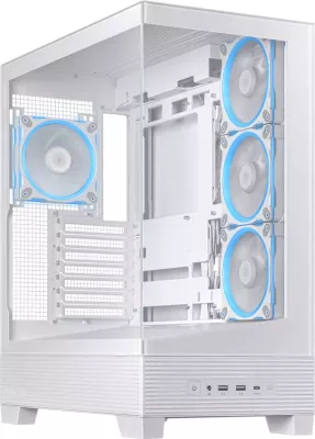 Kasë ASUS A31 PLUS ATX Midi Tower, tempered glass, 4x120mm ARGB fanë, radiator deri 360mm, GPU deri 380mm, e bardhë