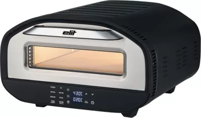 Furrë elektrike për pica Elit PIZZARELLA 12" 2200W, e zezë/argjend, me gur kordierit + lopatë pice