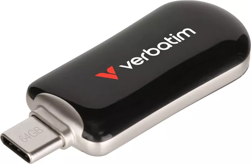 USB Verbatim Plectra 64GB, USB Type-C, 3.2 Gen 1, e zezë