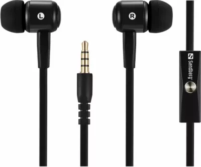 Kufje in-ear Sandberg Speak'n Go 125-62 me mikrofon, 3.5mm, kabllo 1.2m, të zeza, set me 2 palë maja